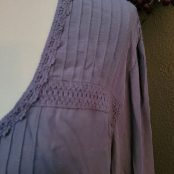 LOGO Lavish Lori Goldstein Tunic Top Purple Large Boho Bohemian Preppy Beach - Picture 3 of 8